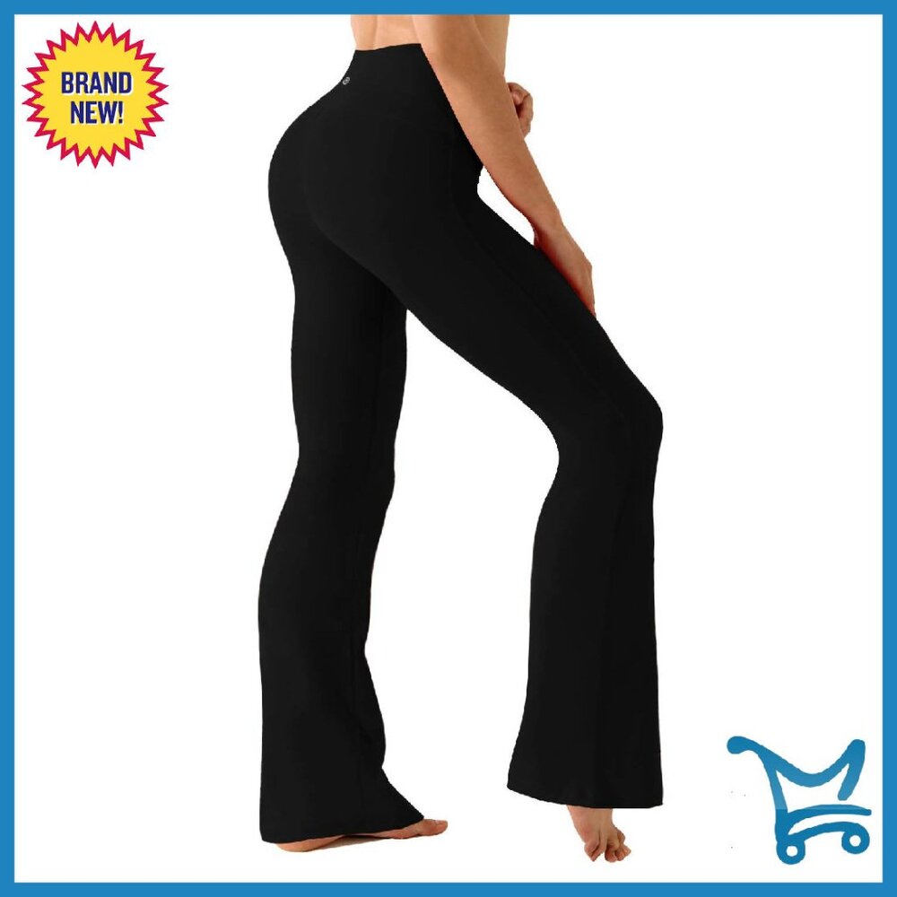 High Waist Bootcut Yoga Pants Tummy Control Side Pockets Workout Flared